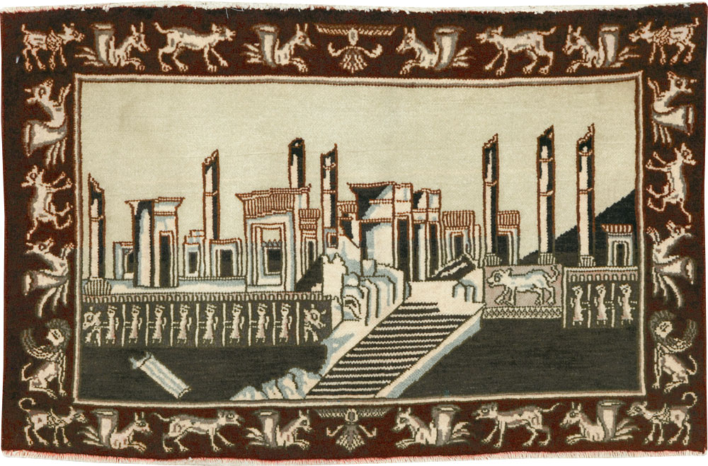 Vintage Persian Tabriz Pictorial Rug, No.28438 - Galerie Shabab