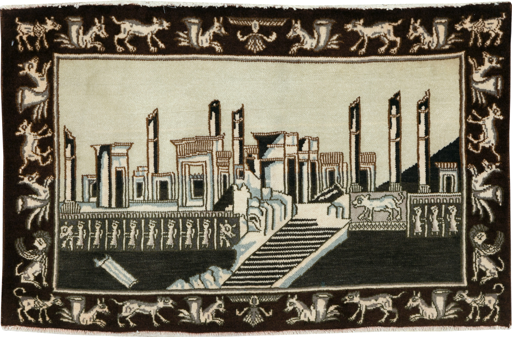 Vintage Persian Tabriz Pictorial Rug, No.28438 - Galerie Shabab