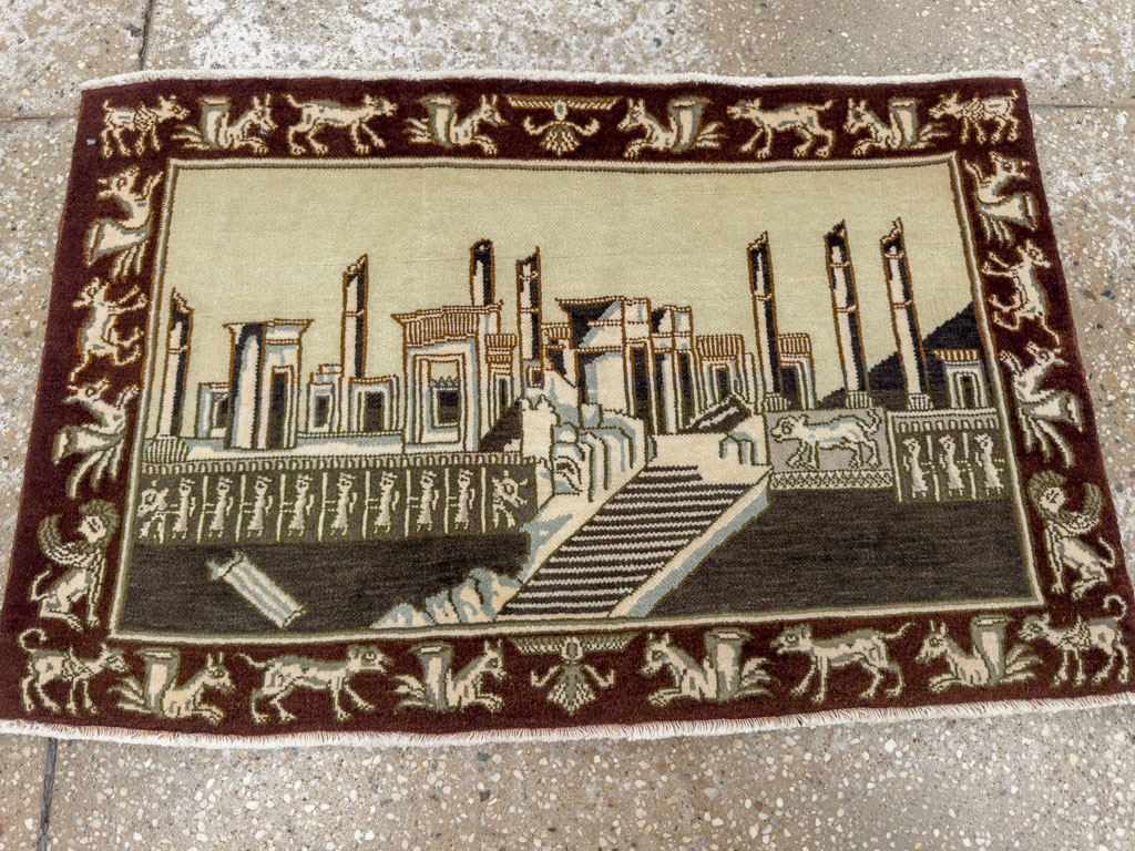 Vintage Persian Tabriz Pictorial Rug, No.28438 - Galerie Shabab