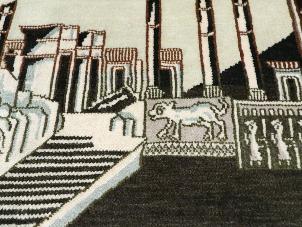 Vintage Persian Tabriz Pictorial Rug, No.28438 - Galerie Shabab