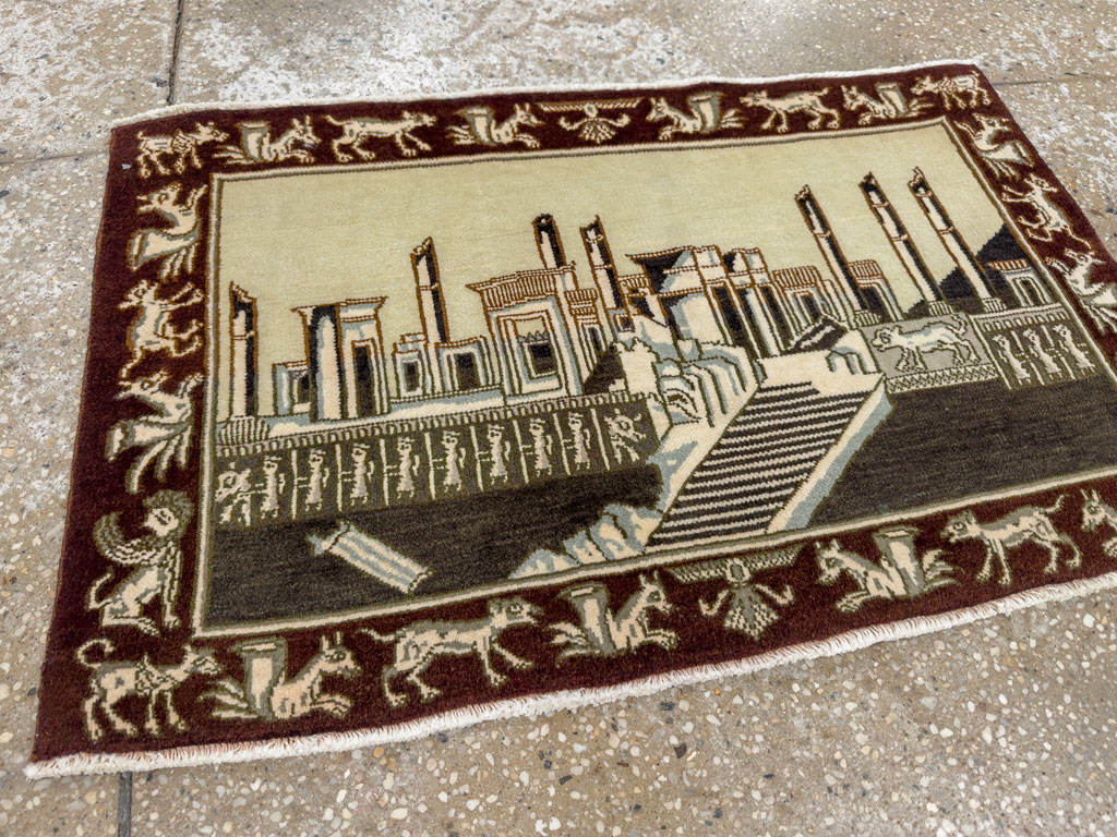 Vintage Persian Tabriz Pictorial Rug, No.28438 - Galerie Shabab