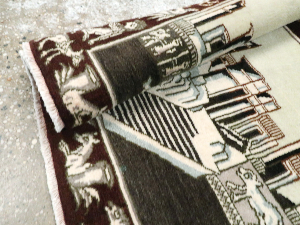 Vintage Persian Tabriz Pictorial Rug, No.28438 - Galerie Shabab