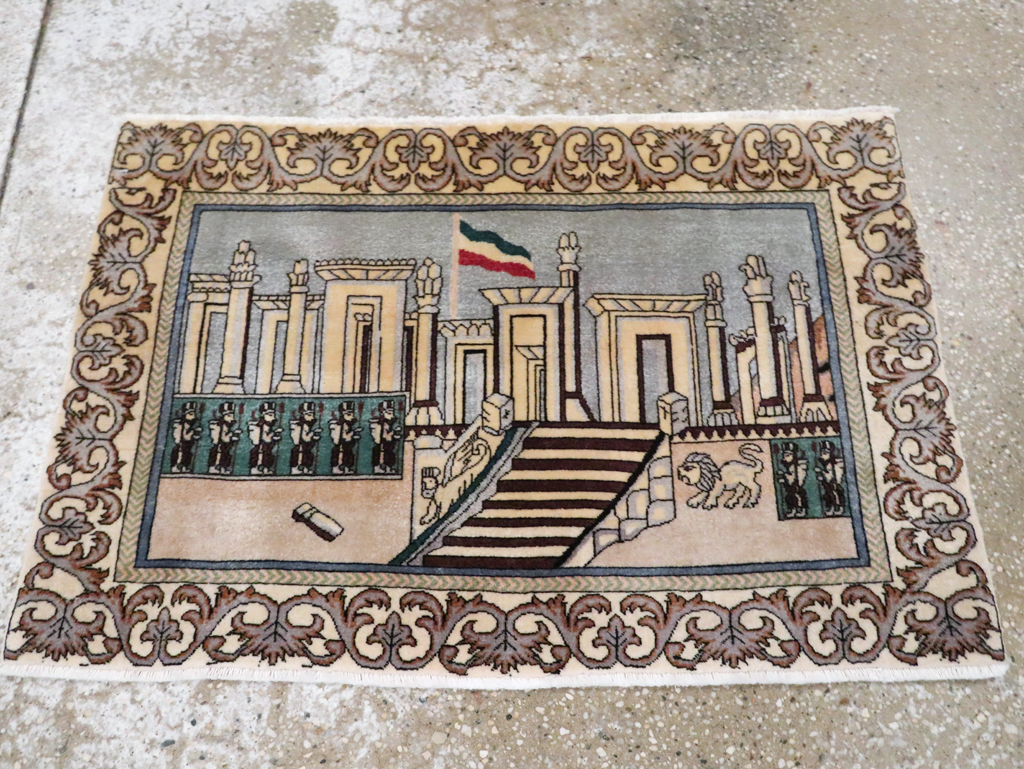 Vintage Persian Tabriz Pictorial Rug, No.28439 - Galerie Shabab