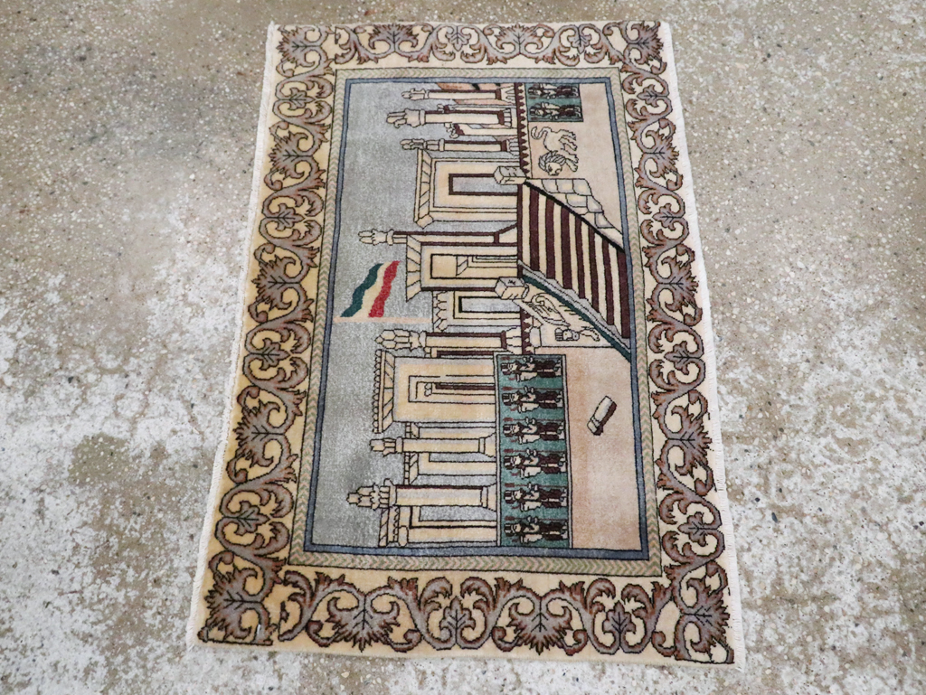 Vintage Persian Tabriz Pictorial Rug, No.28439 - Galerie Shabab