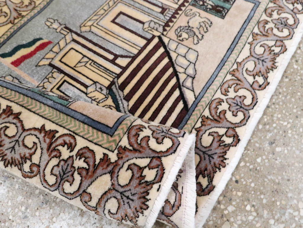 Vintage Persian Tabriz Pictorial Rug, No.28439 - Galerie Shabab