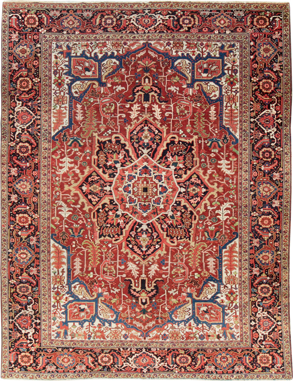 Vintage Persian Heriz Room Size Carpet, No.28453 - Galerie Shabab
