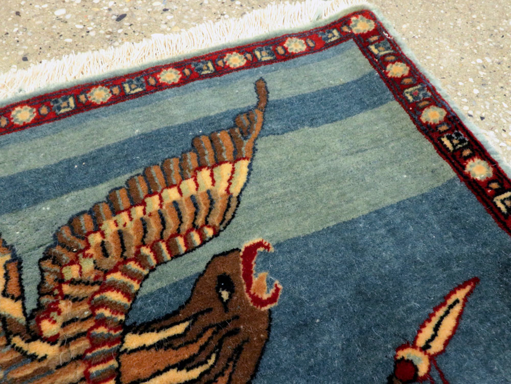 Antique Persian Kashan Flag Pictorial Rug, No.28460 - Galerie Shabab