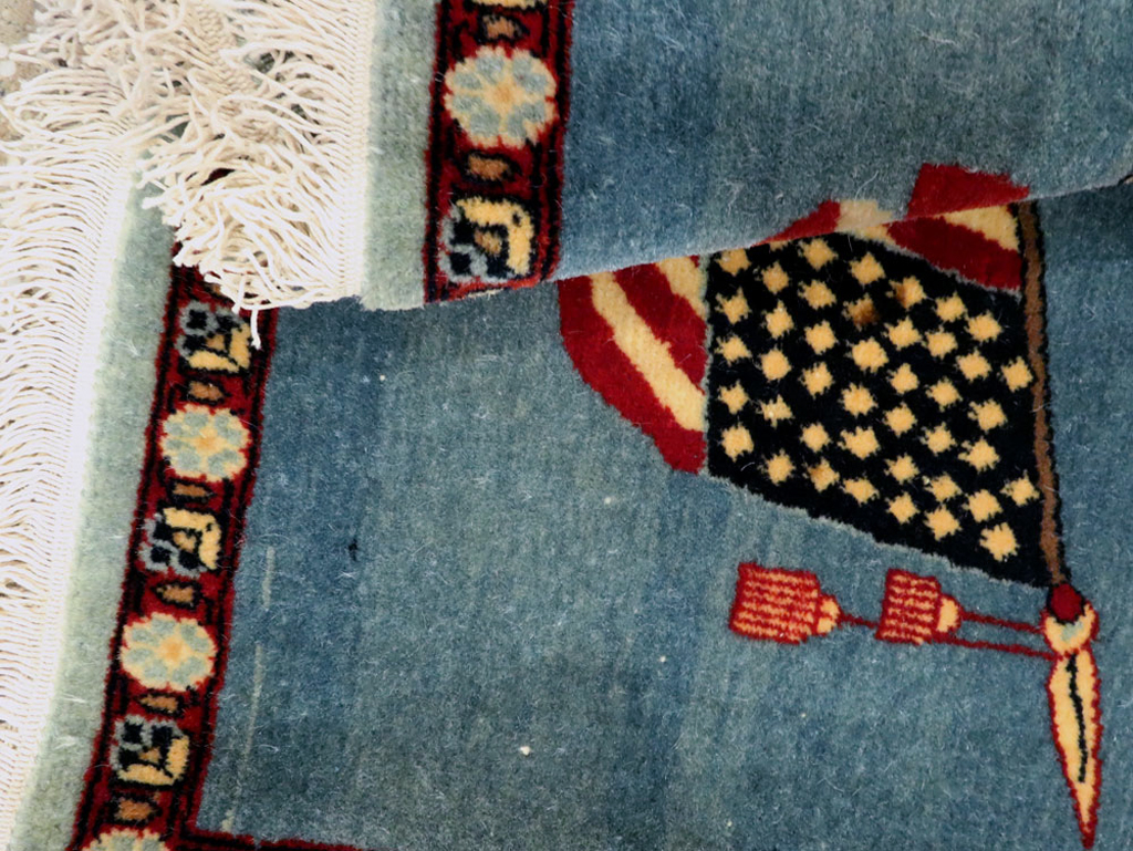 Antique Persian Kashan Flag Pictorial Rug, No.28460 - Galerie Shabab