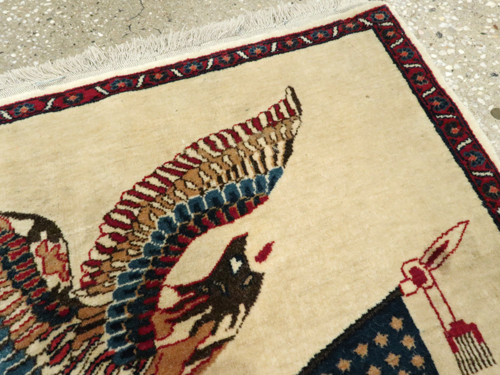 Antique Persian Kashan Flag Pictorial Rug, No.28461 - Galerie Shabab