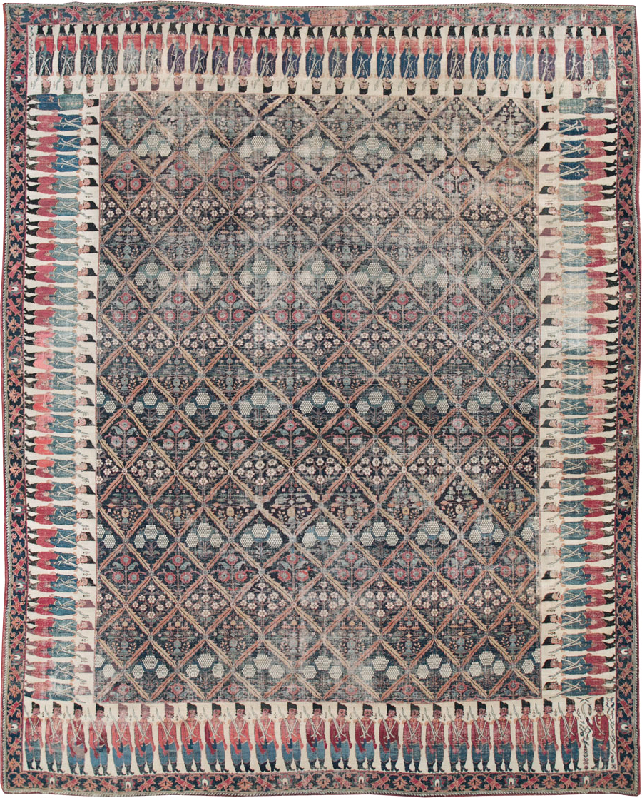 19th Century Antique Persian Joshegan Pictorial Large Carpet, No.28464 - Galerie Shabab