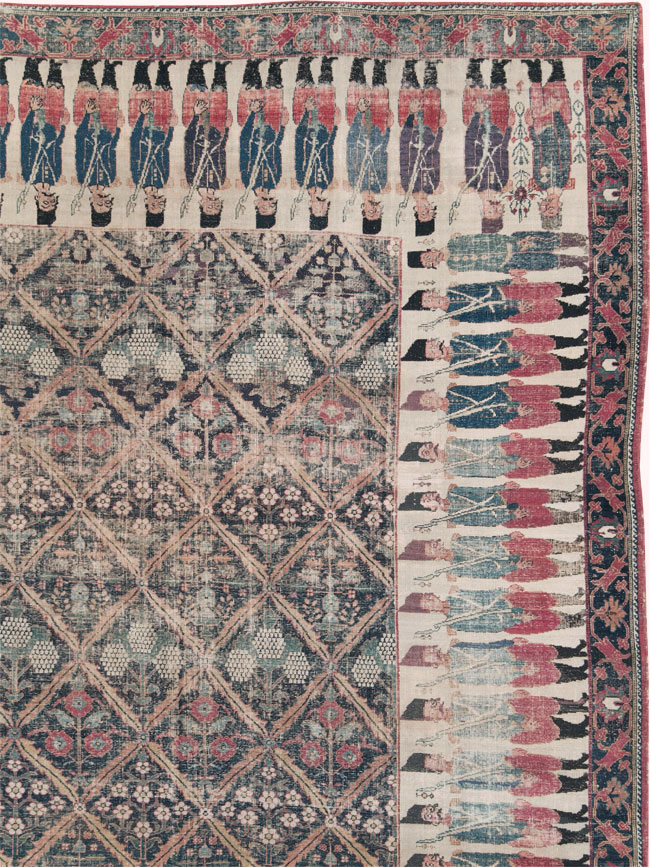 19th Century Antique Persian Joshegan Pictorial Large Carpet, No.28464 - Galerie Shabab