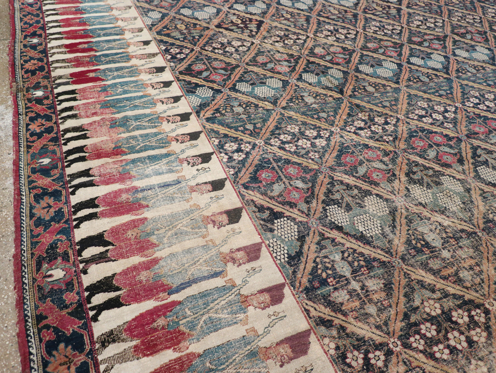 19th Century Antique Persian Joshegan Pictorial Large Carpet, No.28464 - Galerie Shabab