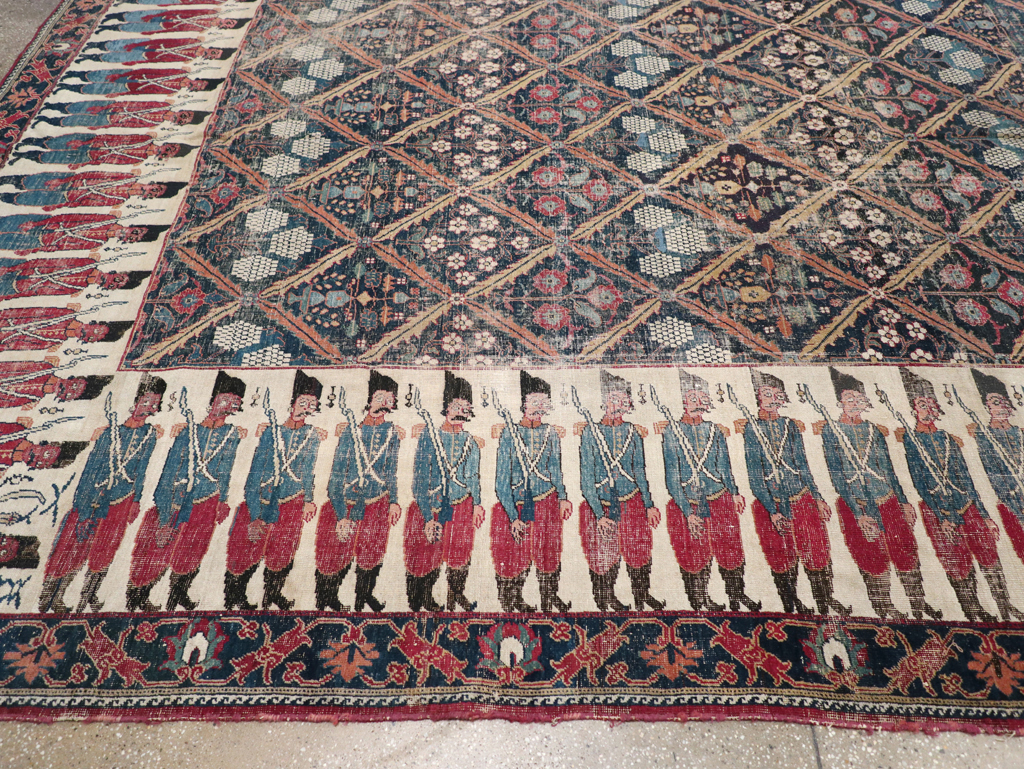 19th Century Antique Persian Joshegan Pictorial Large Carpet, No.28464 - Galerie Shabab
