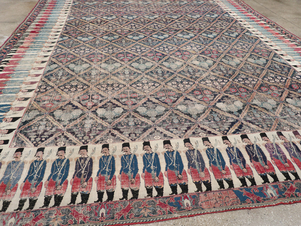 19th Century Antique Persian Joshegan Pictorial Large Carpet, No.28464 - Galerie Shabab