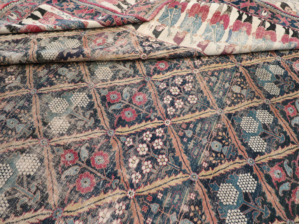 19th Century Antique Persian Joshegan Pictorial Large Carpet, No.28464 - Galerie Shabab