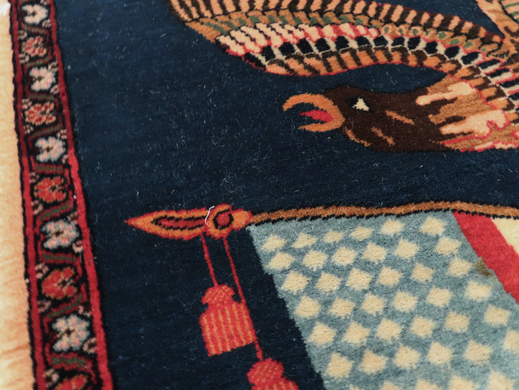 Vintage Persian Kashan Flag Pictorial Rug, No.28467 - Galerie Shabab