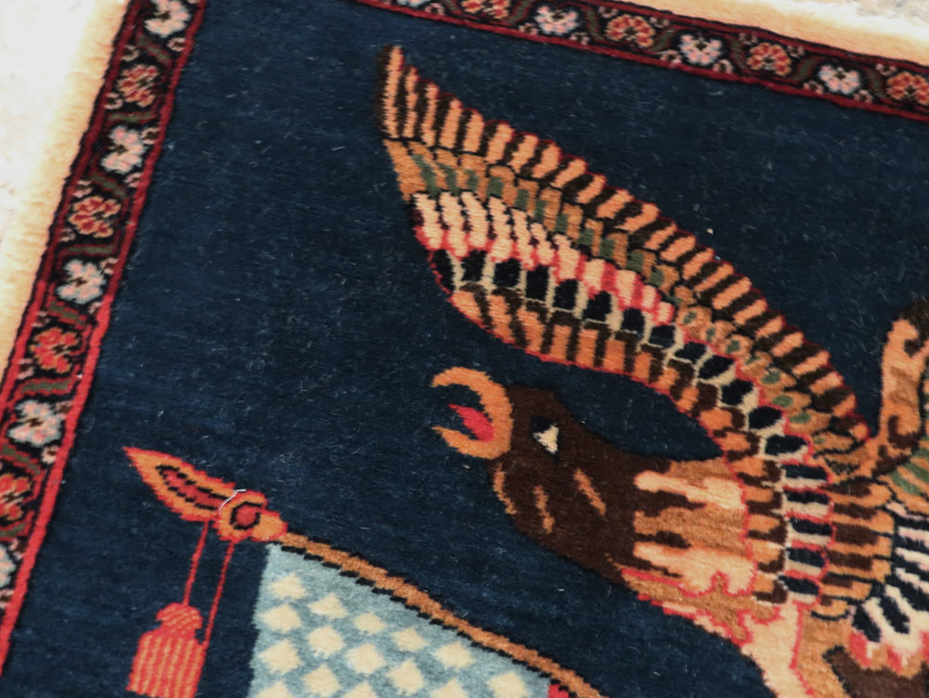 Vintage Persian Kashan Flag Pictorial Rug, No.28467 - Galerie Shabab