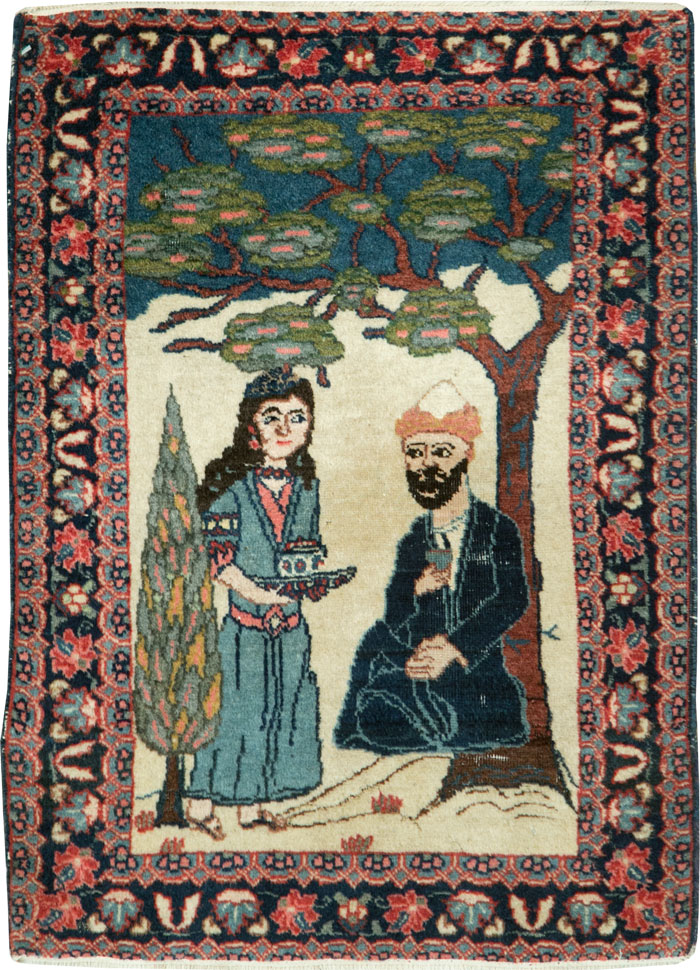 Antique Persian Tabriz Pictorial Rug, No.28475 - Galerie Shabab