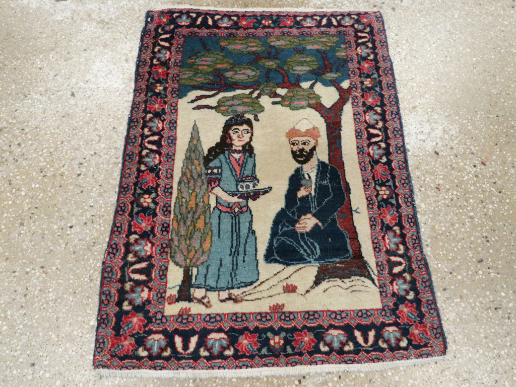 Antique Persian Tabriz Pictorial Rug, No.28475 - Galerie Shabab