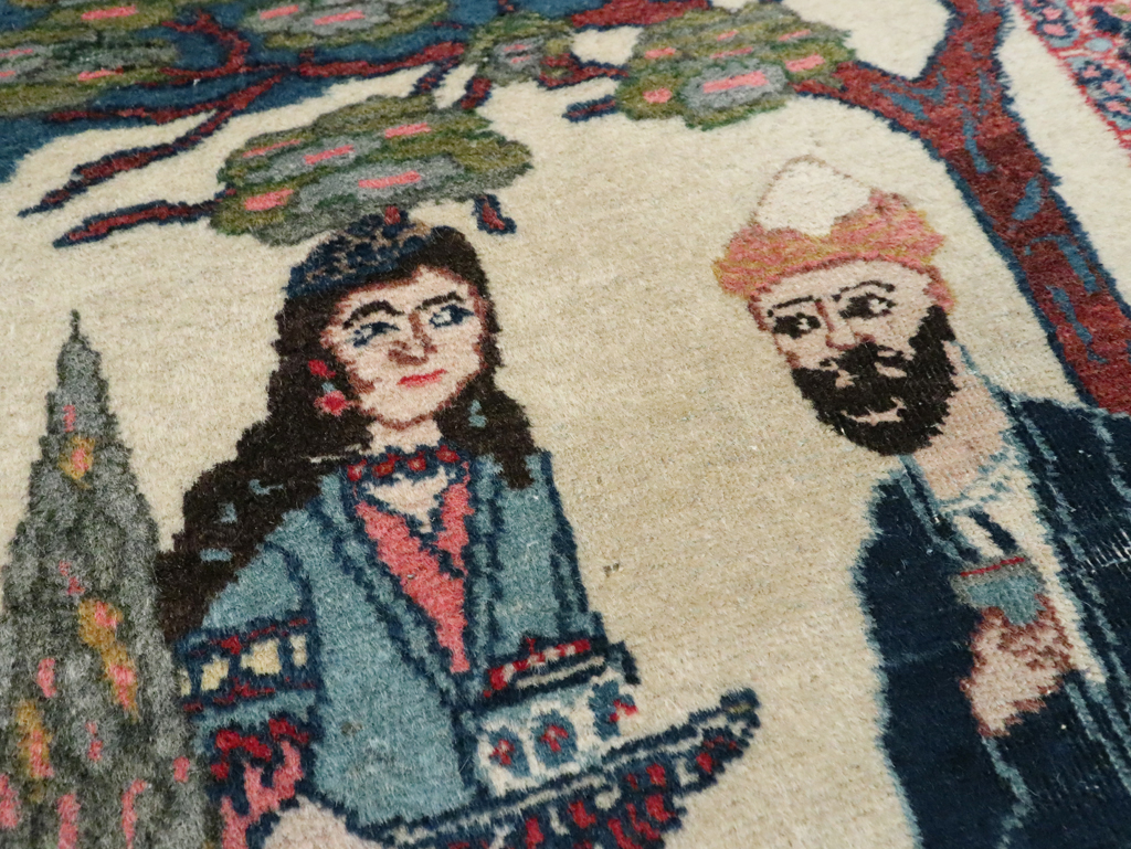 Antique Persian Tabriz Pictorial Rug, No.28475 - Galerie Shabab