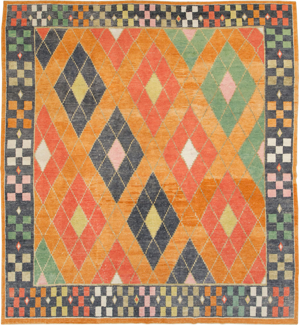 Contemporary Square Turkish Tulu Large Room Size Carpet, No.28485 - Galerie Shabab