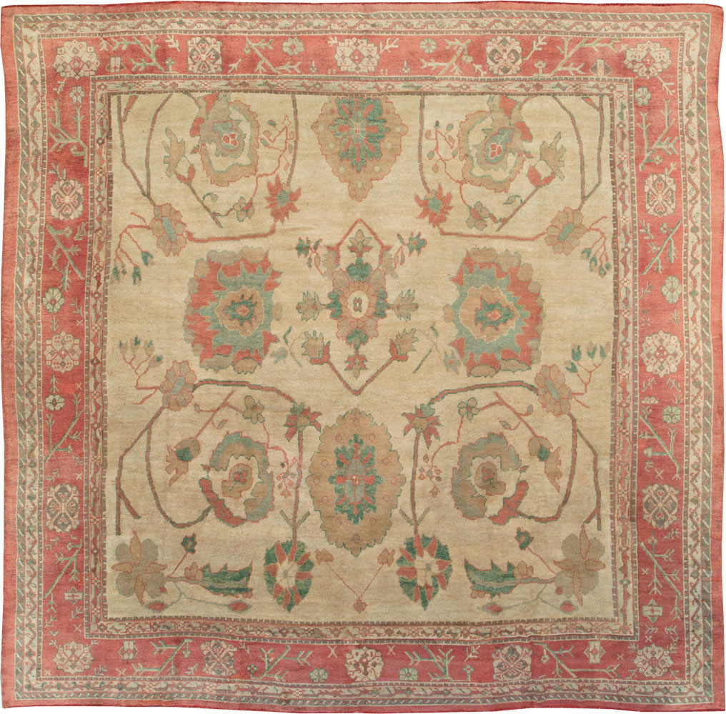 Antique Turkish Oushak Large Square Carpet, No.28496 - Galerie Shabab