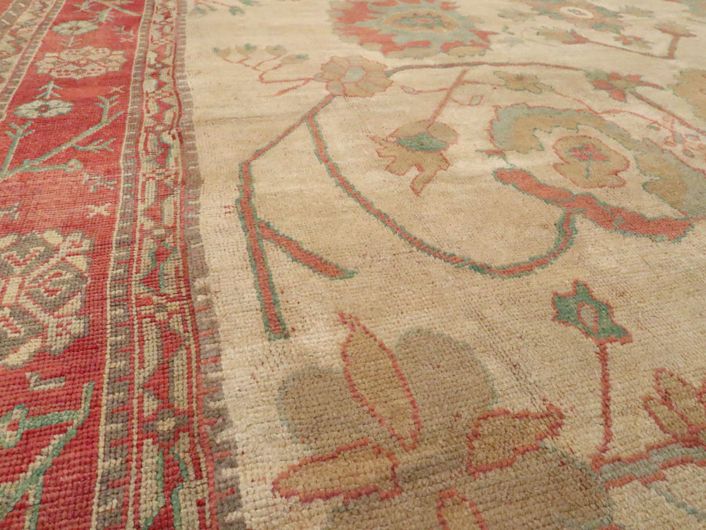 Antique Turkish Oushak Large Square Carpet, No.28496 - Galerie Shabab