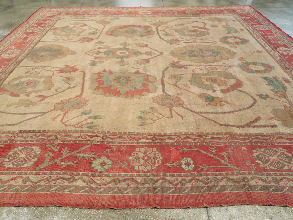 Antique Turkish Oushak Large Square Carpet, No.28496 - Galerie Shabab