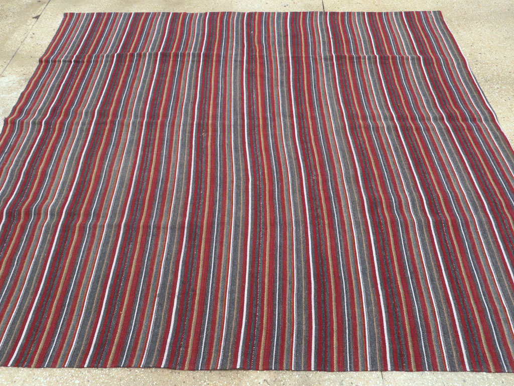 Vintage Persian Flatweave Kilim Square Accent Carpet, No.28515 - Galerie Shabab