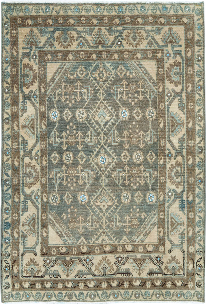 Vintage Persian Malayer Throw Rug, No.28592 - Galerie Shabab