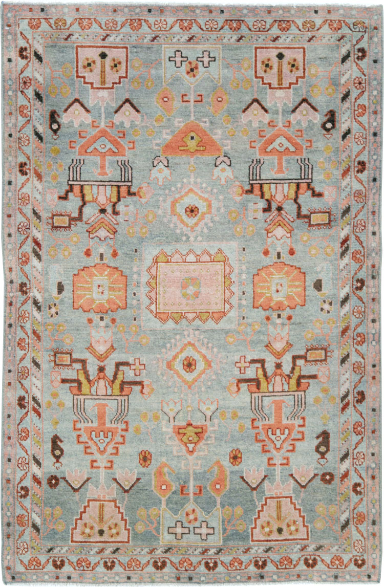 Vintage Persian Malayer Throw Rug, No.28595 - Galerie Shabab