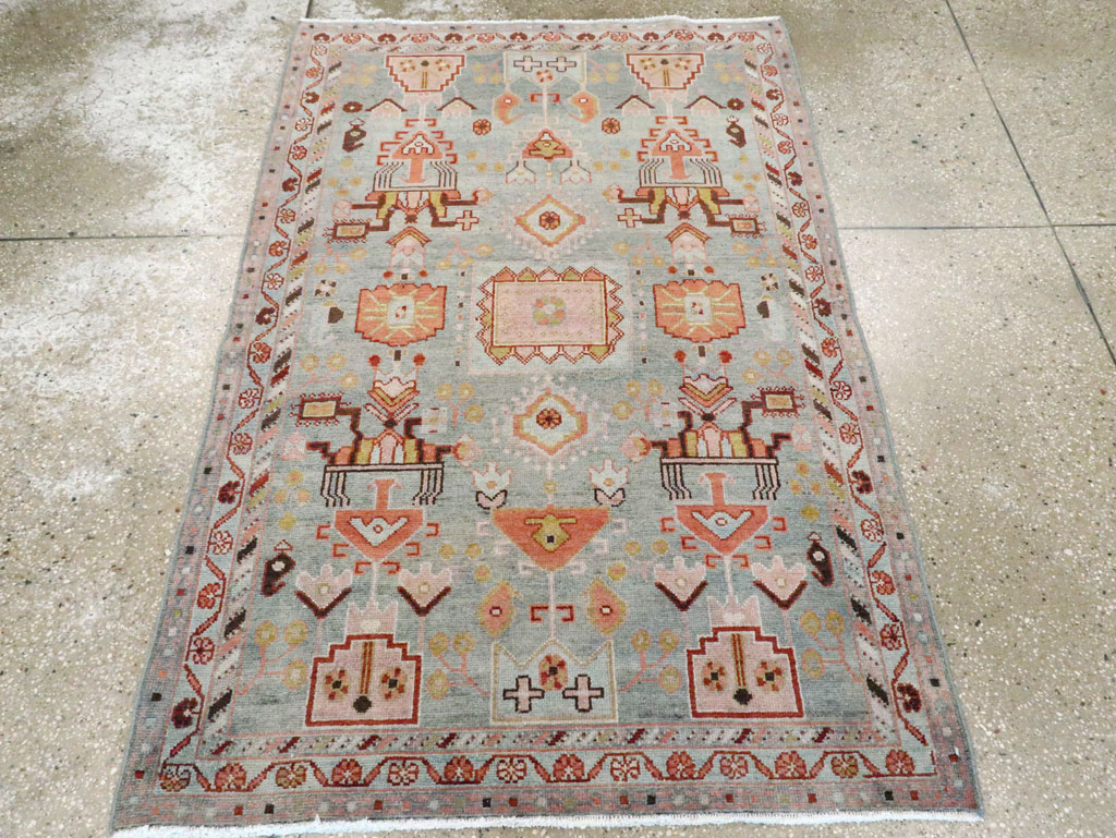 Vintage Persian Malayer Throw Rug, No.28595 - Galerie Shabab