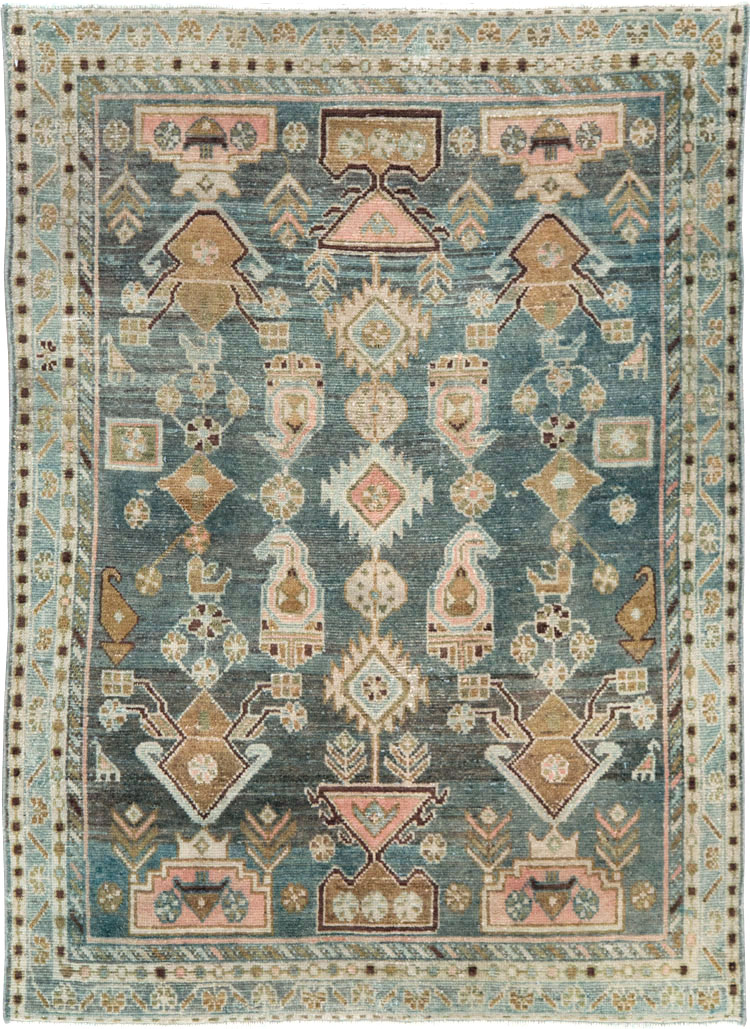Vintage Persian Malayer Throw Rug, No.28606 - Galerie Shabab