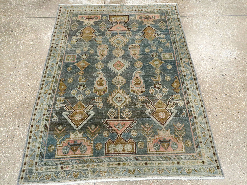 Vintage Persian Malayer Throw Rug, No.28606 - Galerie Shabab