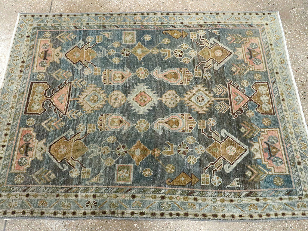 Vintage Persian Malayer Throw Rug, No.28606 - Galerie Shabab