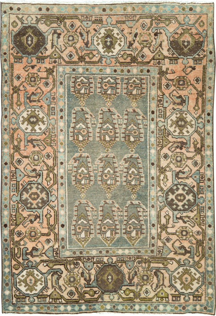 Vintage Persian Malayer Throw Rug, No.28638 - Galerie Shabab