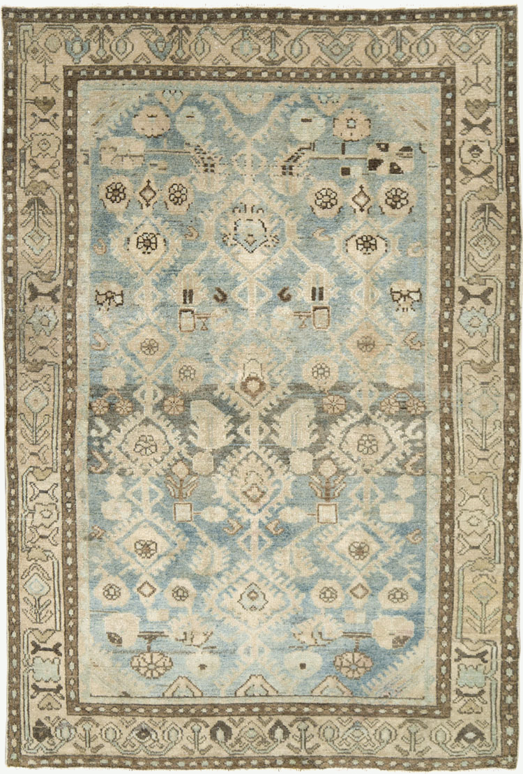 Vintage Persian Malayer Throw Rug, No.28823 - Galerie Shabab