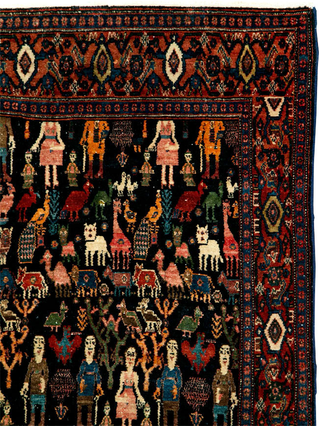 Antique Persian Senneh Malayer Pictorial Rug, No.28880 - Galerie Shabab