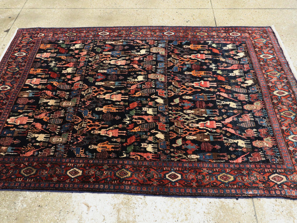 Antique Persian Senneh Malayer Pictorial Rug, No.28880 - Galerie Shabab
