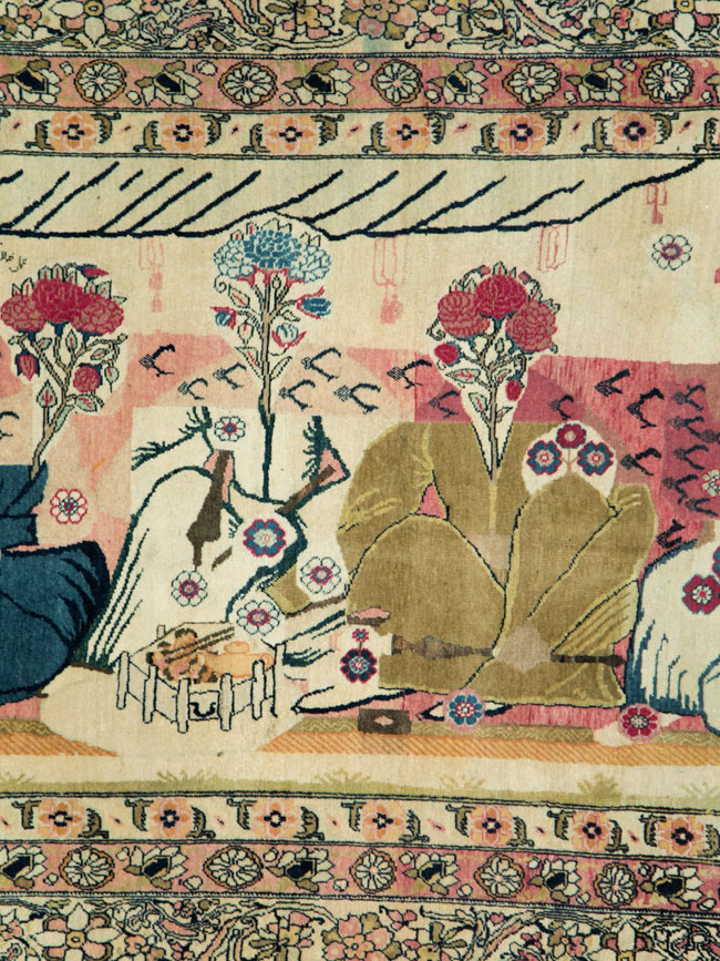 Antique Persian Lavar Kerman Pictorial Rug, No.28884 - Galerie Shabab