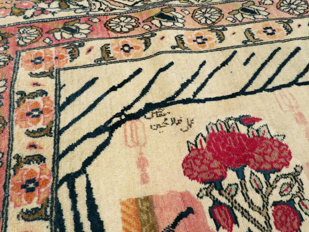 Antique Persian Lavar Kerman Pictorial Rug, No.28884 - Galerie Shabab