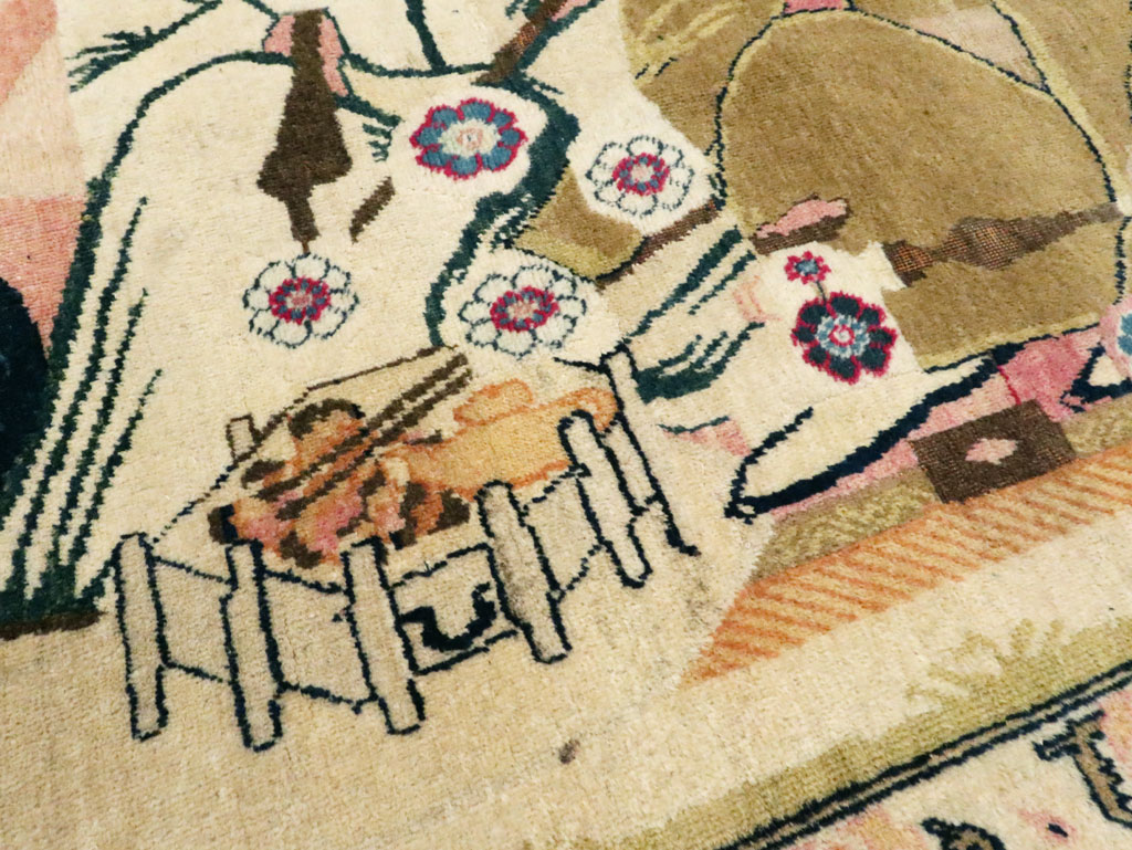 Antique Persian Lavar Kerman Pictorial Rug, No.28884 - Galerie Shabab