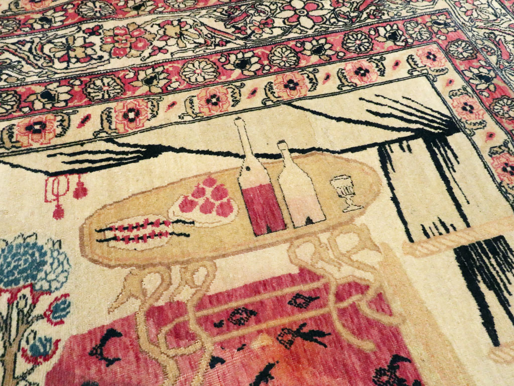Antique Persian Lavar Kerman Pictorial Rug, No.28884 - Galerie Shabab