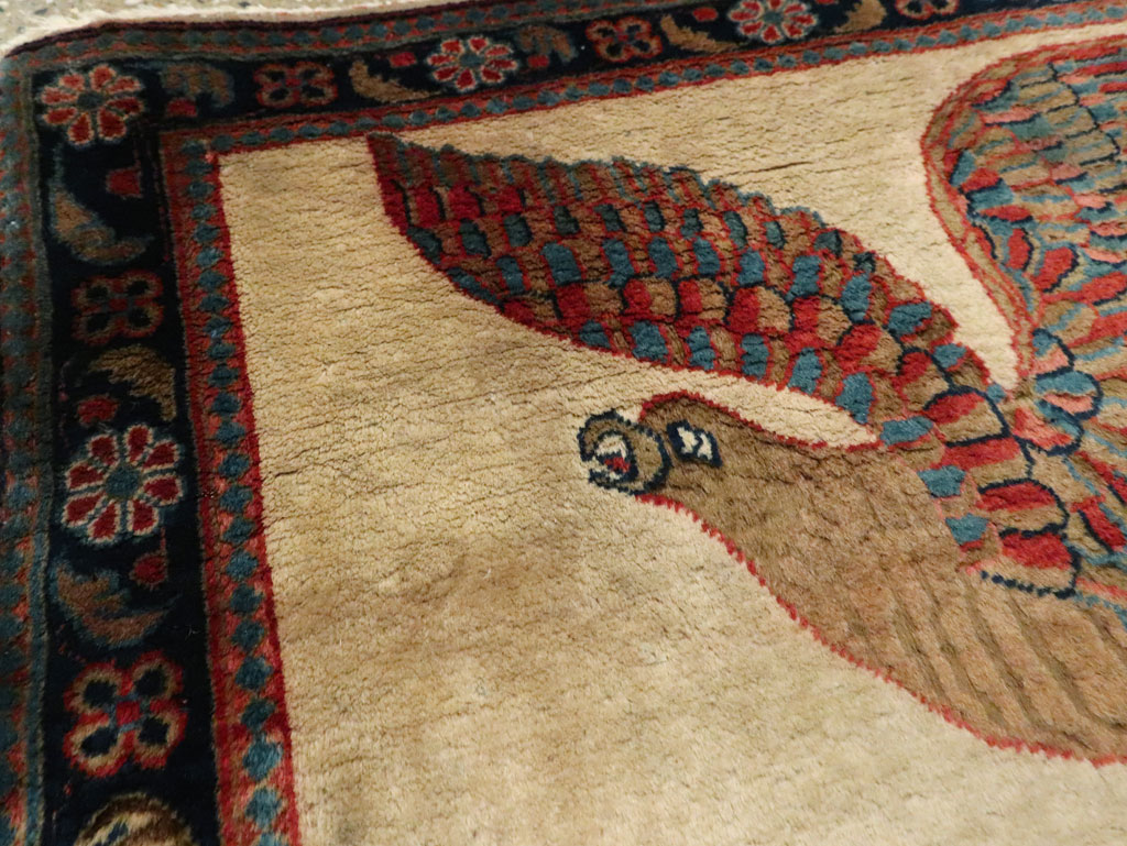 Antique Persian Kashan Flag Pictorial Rug, No.28889 - Galerie Shabab