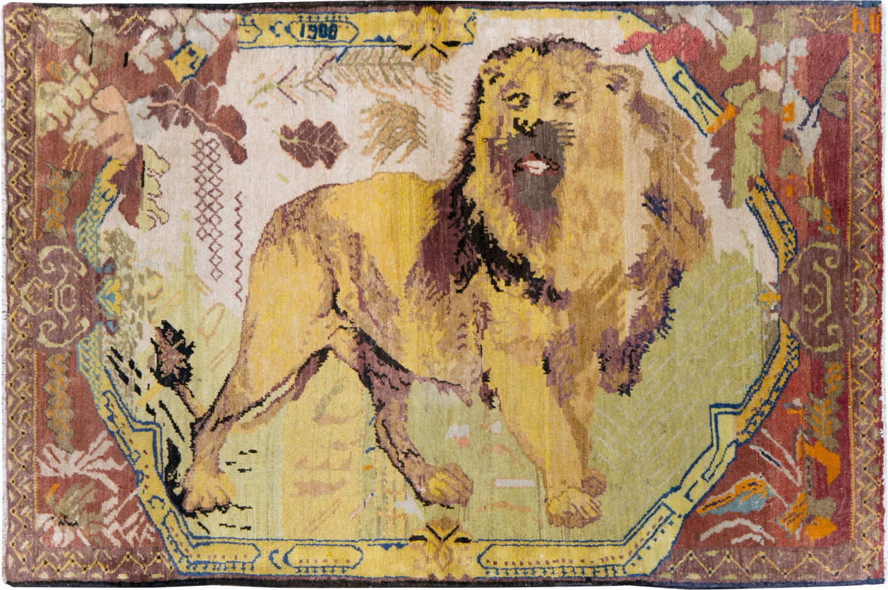 Antique Persian Gabbeh Pictorial Throw Rug, No.28890 - Galerie Shabab