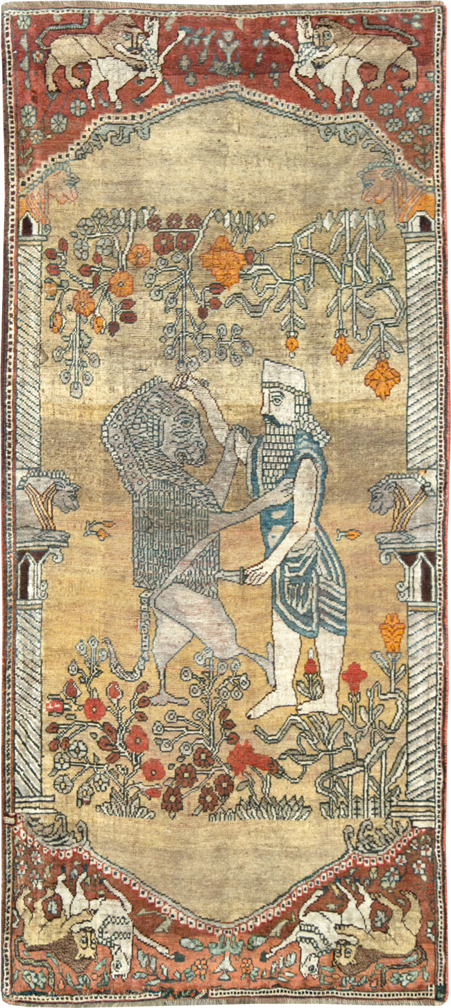 Antique Persian Kurd Pictorial Accent rug, No.28891 - Galerie Shabab