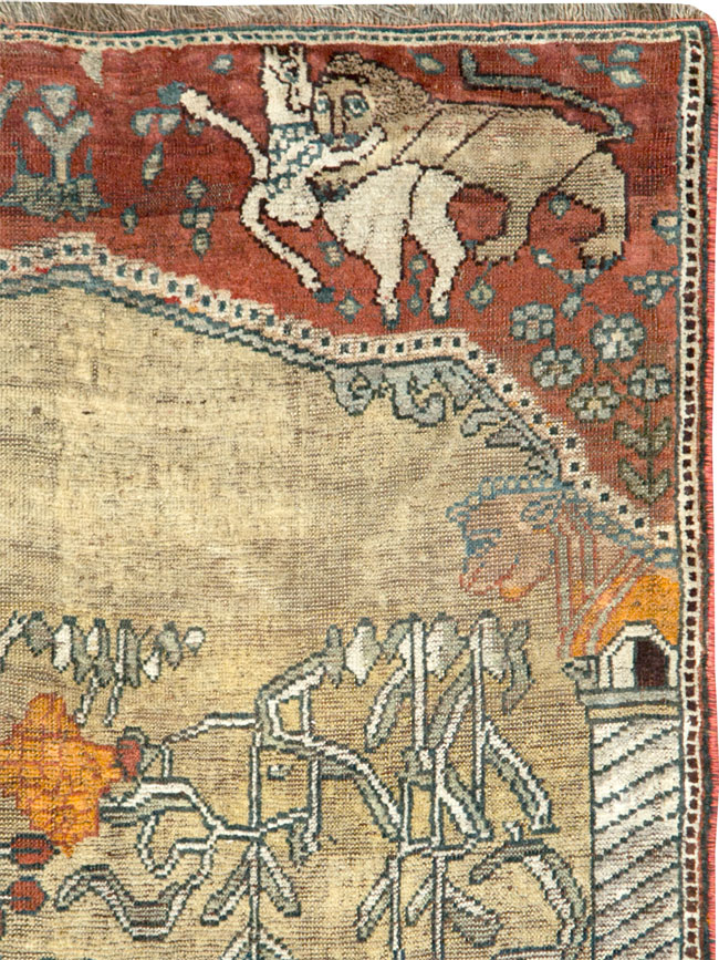 Antique Persian Kurd Pictorial Accent rug, No.28891 - Galerie Shabab