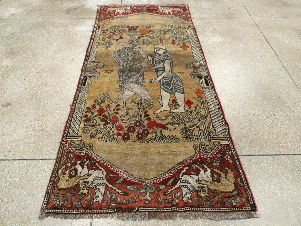 Antique Persian Kurd Pictorial Accent rug, No.28891 - Galerie Shabab