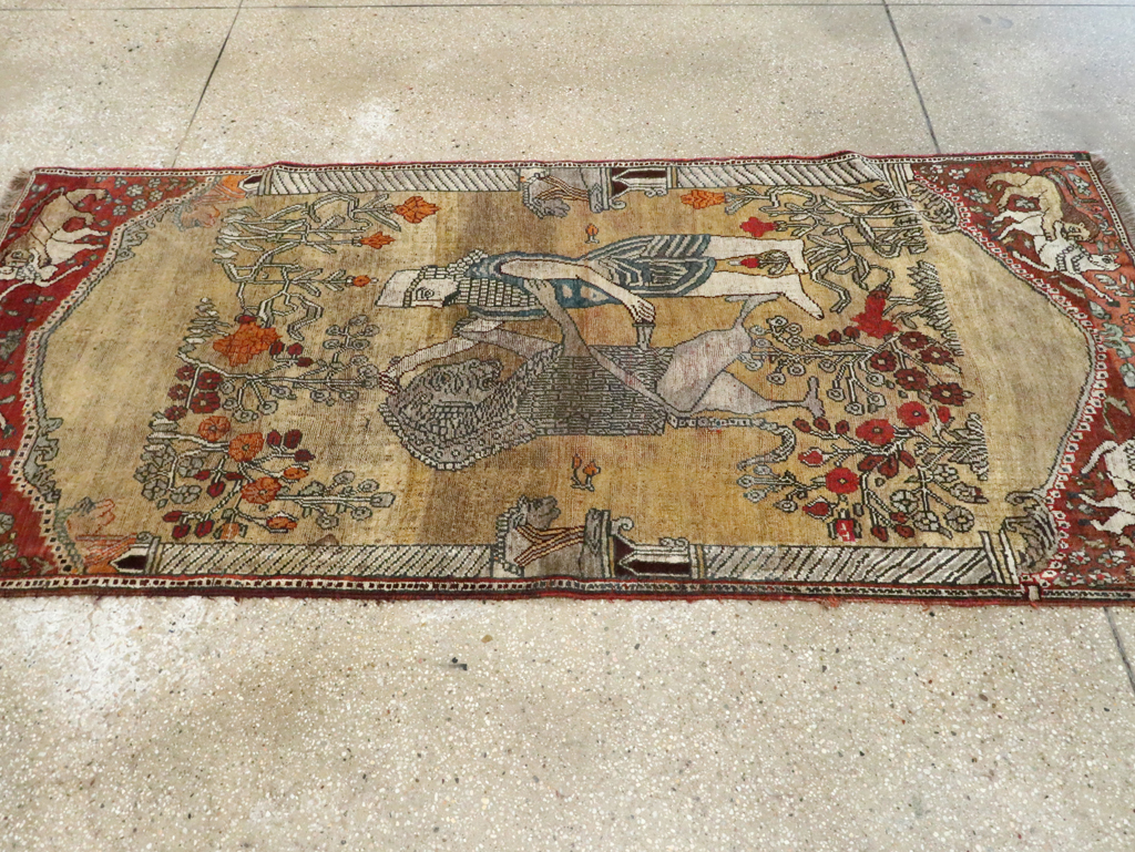 Antique Persian Kurd Pictorial Accent rug, No.28891 - Galerie Shabab