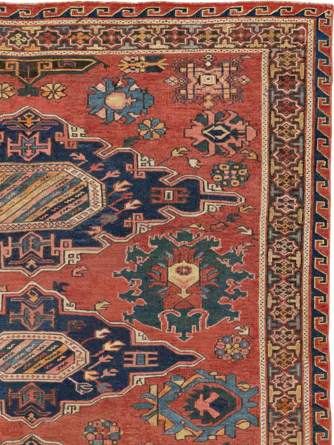 Antique Russian Soumak Square Throw Rug, No.28893 - Galerie Shabab